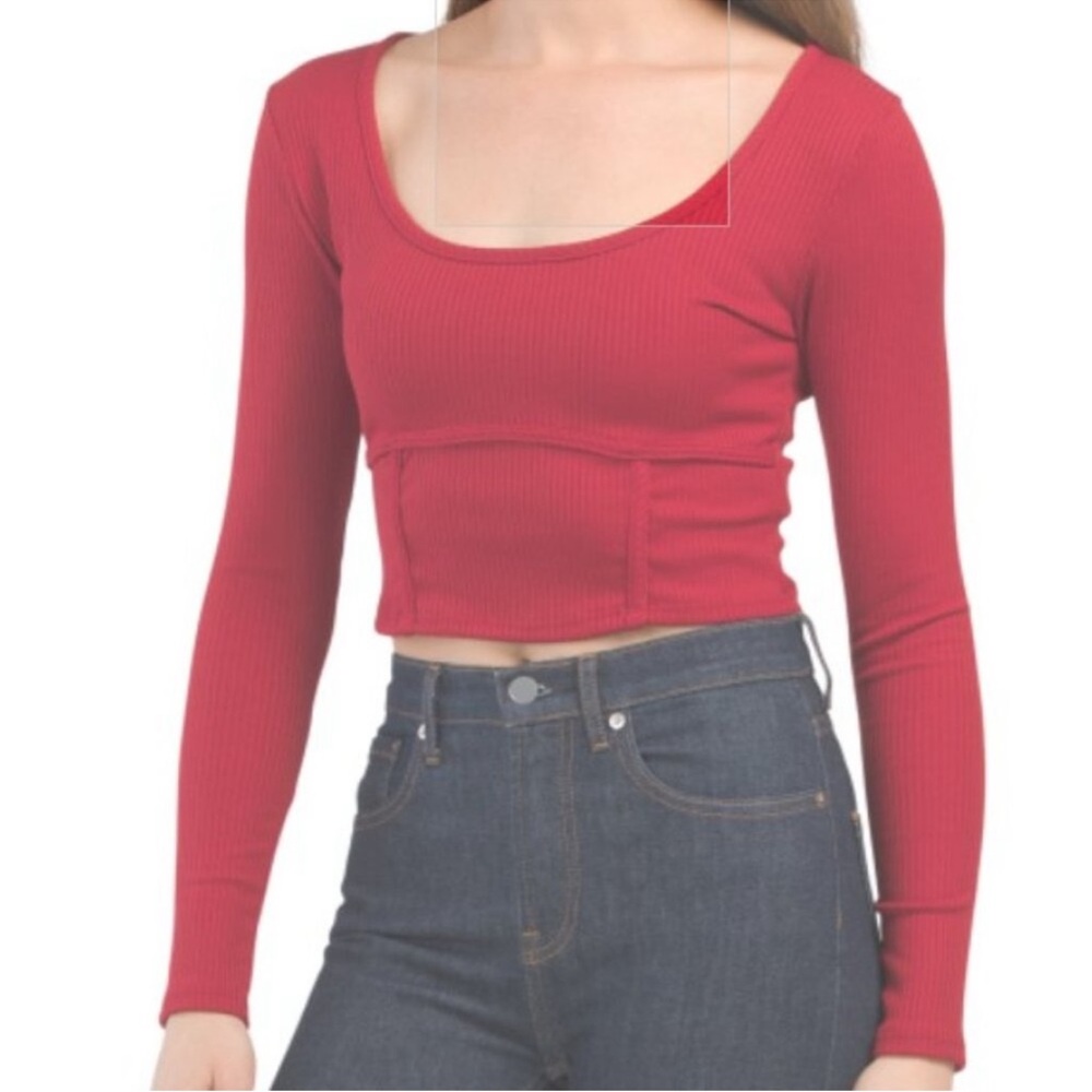 Olivia Rae Red Long Sleeve Crop Top